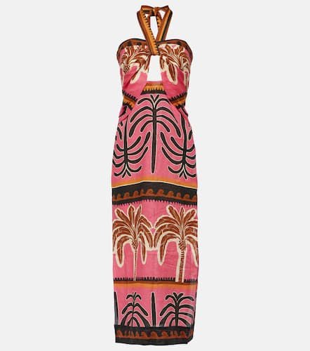 Printed cutout linen midi dress - Johanna Ortiz - Modalova