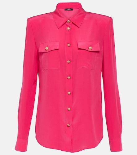 Camicia in crêpe de chine di seta - Balmain - Modalova