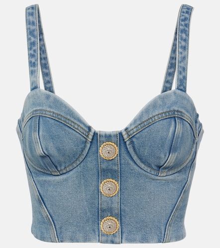 Balmain Bustier cropped de denim - Balmain - Modalova