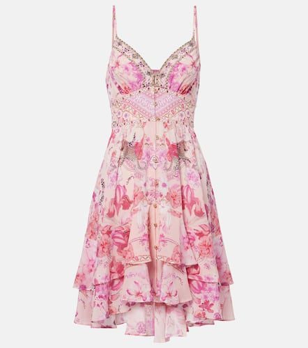 Gathered floral silk minidress - Camilla - Modalova