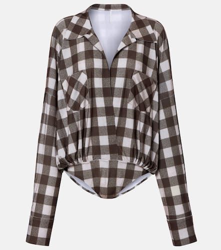 Checked oversized bodysuit - Norma Kamali - Modalova