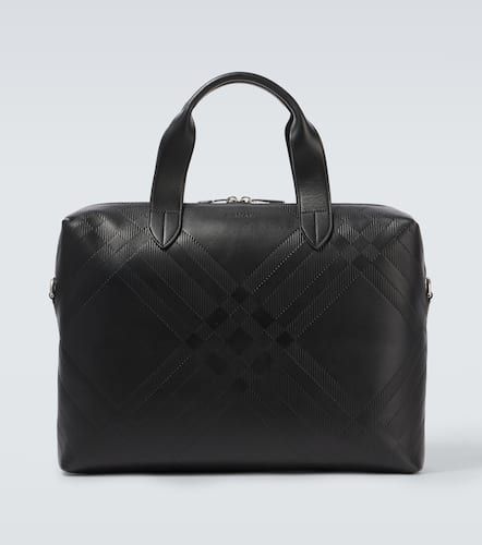 Check debossed leather briefcase - Burberry - Modalova