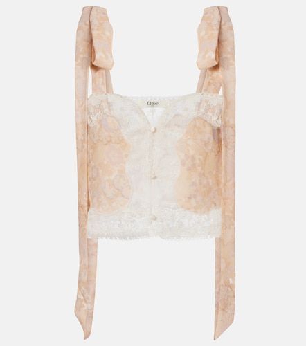 Chloé Top in seta con pizzo floreale - Chloe - Modalova