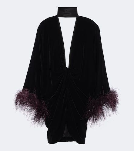 Minikleid aus Samt mit Federn - Valentino Garavani - Modalova