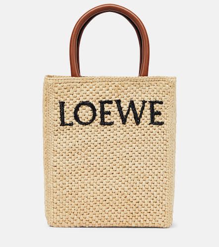 Leather-trimmed raffia tote bag - Loewe - Modalova