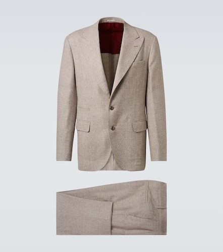 Prince of Wales check silk, wool, and cashmere suit - Brunello Cucinelli - Modalova