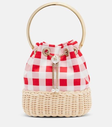 Secchiello Bon Bon in canvas e vimini a quadretti - Jimmy Choo - Modalova