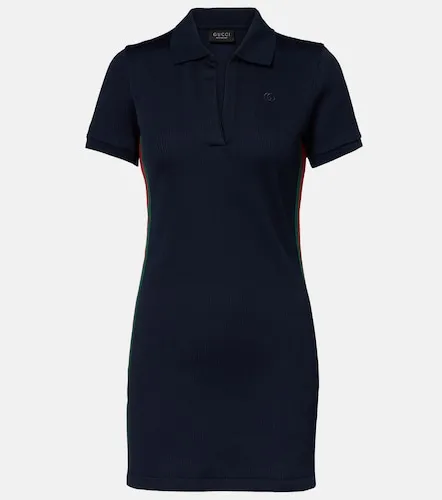 Vestido acanalado de jersey con Web - Gucci - Modalova