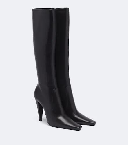 Leather knee-high boots - Saint Laurent - Modalova
