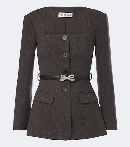 Blazer in misto lana con cintura - Self-Portrait - Modalova