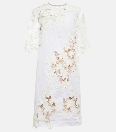 Guipure lace-paneled cotton minidress - Oscar de la Renta - Modalova