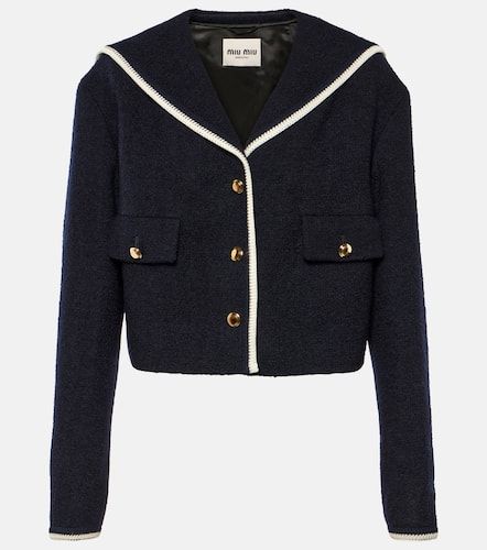 Cropped wool-blend tweed jacket - Miu Miu - Modalova