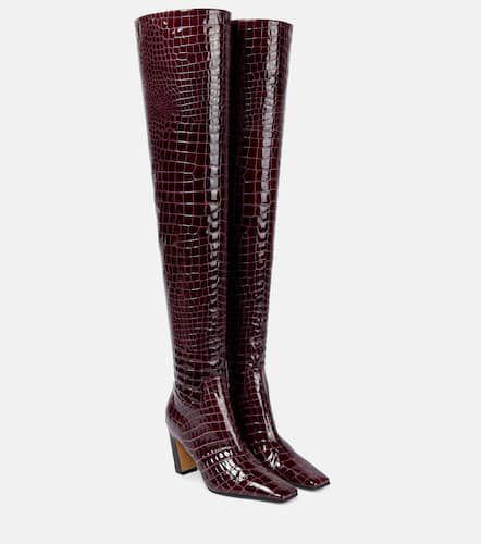 Snake-effect leather knee-high boots - Khaite - Modalova