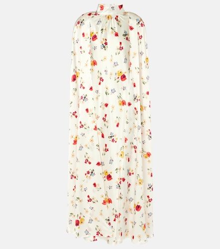 Vestido largo de seda floral con capa - Rodarte - Modalova