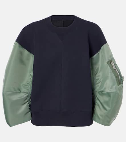 Paneled twill and fleece sweatshirt - Sacai - Modalova