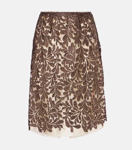 Embellished floral lace midi skirt - Jacques Wei - Modalova