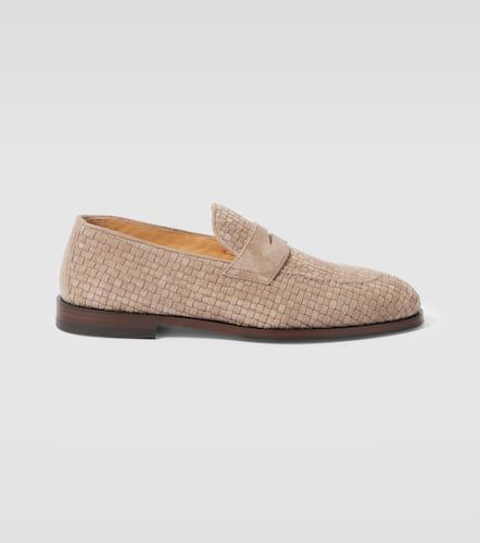 Woven suede penny loafers - Brunello Cucinelli - Modalova