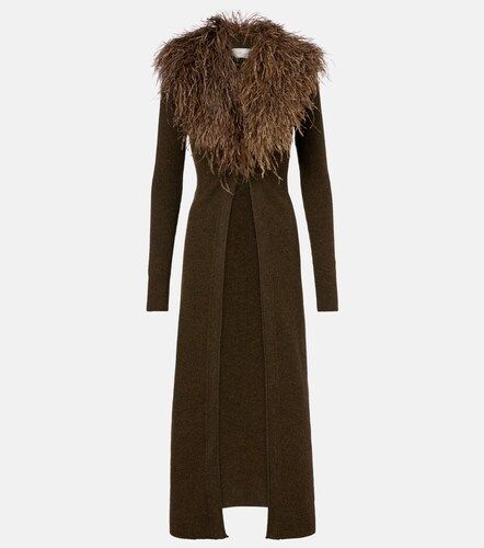 Feather-trimmed wool cardigan - Blumarine - Modalova