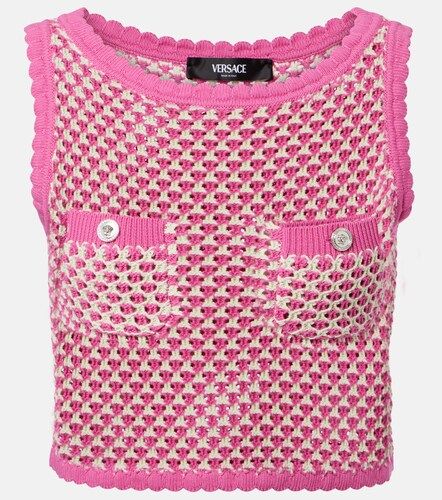 Crop top de croché en mezcla de algodón - Versace - Modalova