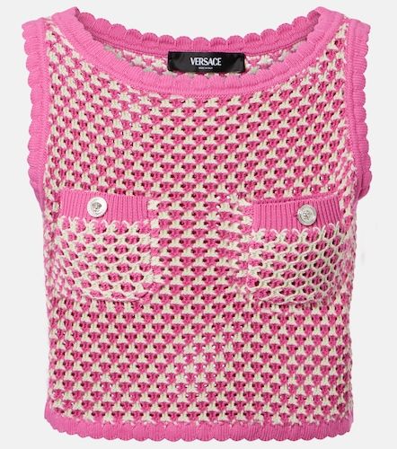 Top cropped in crochet di misto cotone - Versace - Modalova