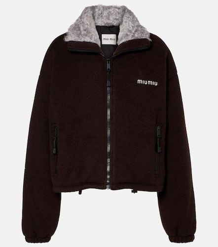 Chaqueta bomber de gabardina con logo - Miu Miu - Modalova