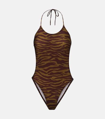 Zebra-print halterneck swimsuit - The Attico - Modalova