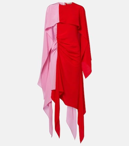 Vestido midi de seda drapeado con capa - JW Anderson - Modalova