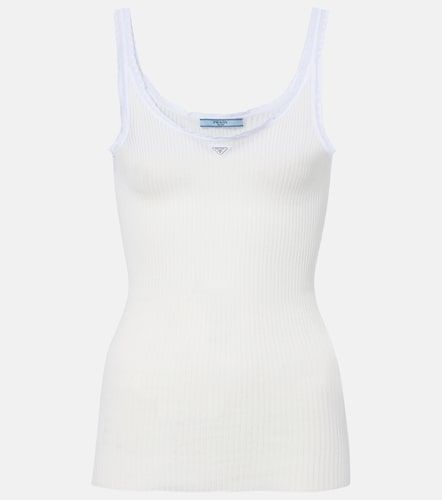 Tank top acanalado de algodón con encaje - Prada - Modalova