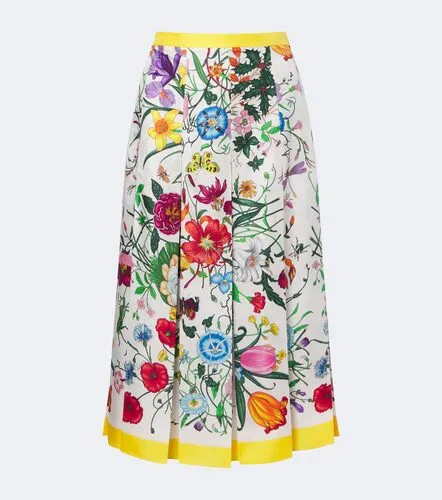 Flora pleated silk midi skirt - Gucci - Modalova