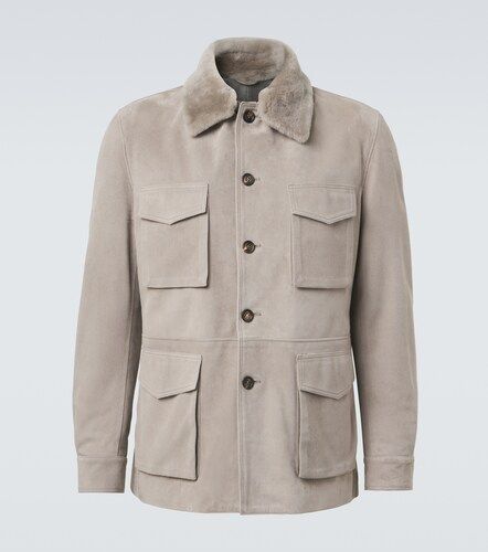 Feldjacke aus Veloursleder mit Shearling - Eleventy - Modalova