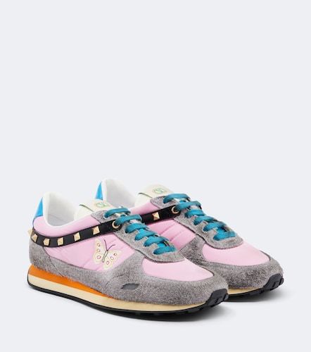 Sneakers Rockstud con suede e ricamo - Valentino Garavani - Modalova