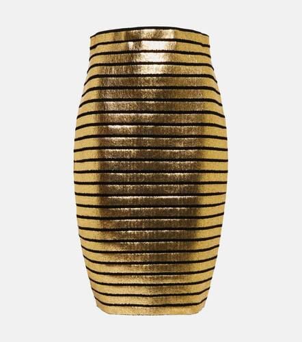 Striped cotton-blend bodycon skirt - Balmain - Modalova