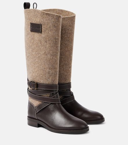 See By ChloÃ© Anim leather-trimmed knee-high boots - See By Chloe - Modalova