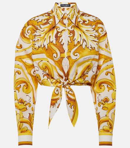 Camicia cropped Majolica in popeline di cotone - Dolce&Gabbana - Modalova