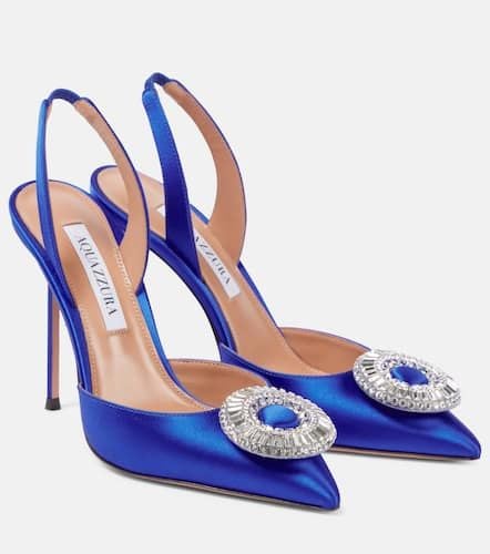 Crystal Hoop Sling 105 satin slingback pumps - Aquazzura - Modalova