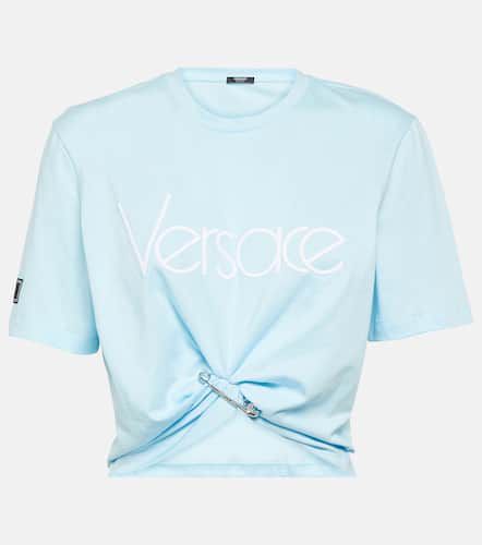 Re-Edition logo cotton crop top - Versace - Modalova