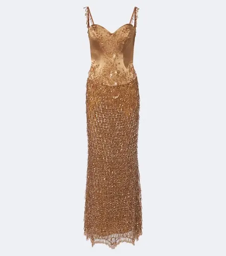 Embellished satin bustier gown - Georges Hobeika - Modalova