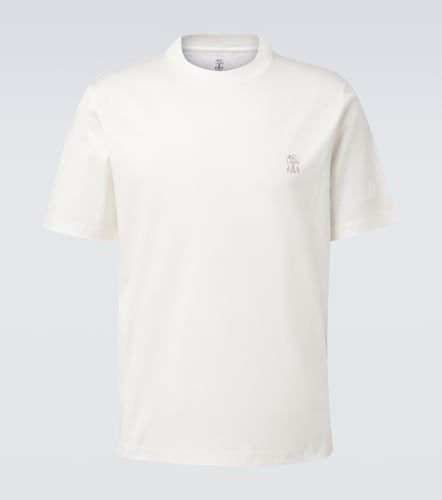 Camiseta de jersey de algodón con logo - Brunello Cucinelli - Modalova