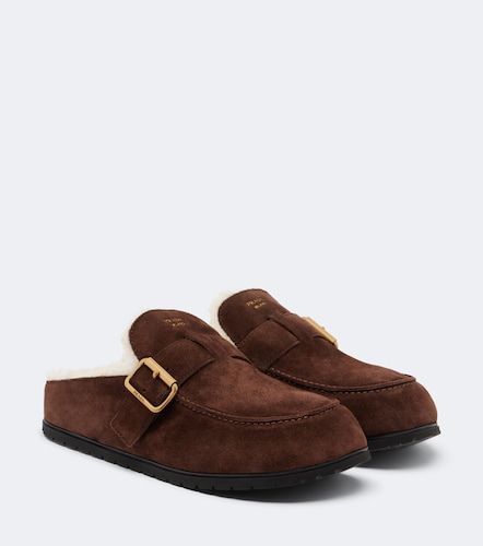 Slippers aus Veloursleder mit Shearling - Prada - Modalova