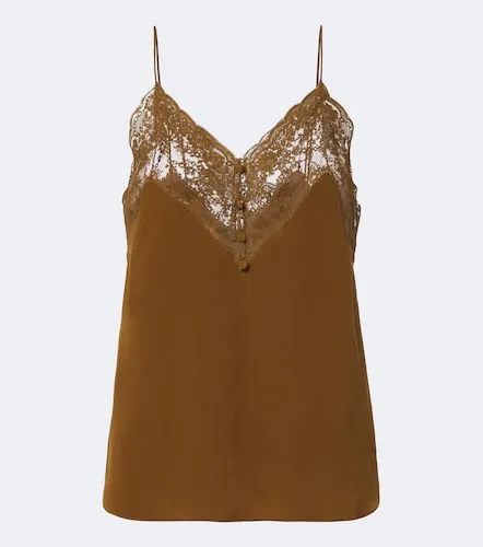 Top aus Crêpe de Chine aus Seide mit Spitze - Saint Laurent - Modalova