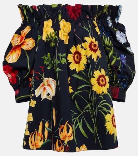 Floral cotton-blend blouse - Oscar de la Renta - Modalova