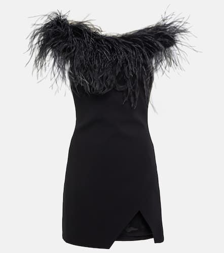 Feather-trimmed off-shoulder minidress - Giuseppe di Morabito - Modalova