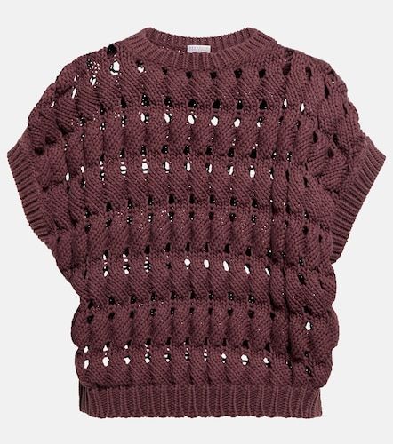 Top en mezcla de algodón calado - Brunello Cucinelli - Modalova