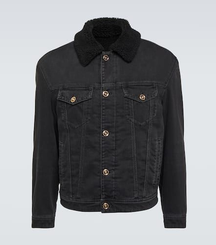 Blouson faux shearling-lined denim jacket - Versace - Modalova