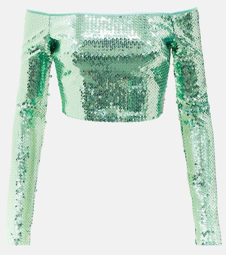 Sequined off-shoulder crop top - David Koma - Modalova