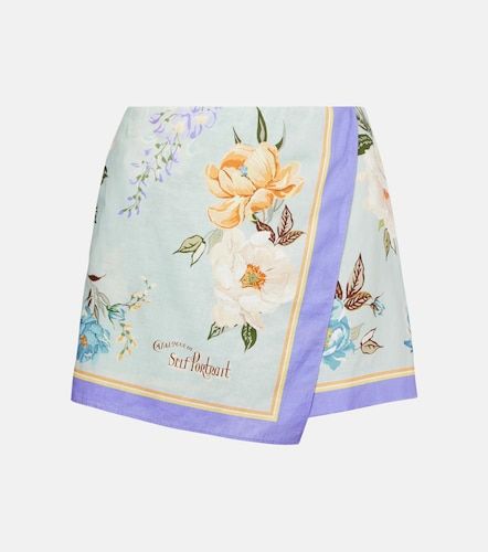 Shorts de lino y algodón florales - Self-Portrait - Modalova