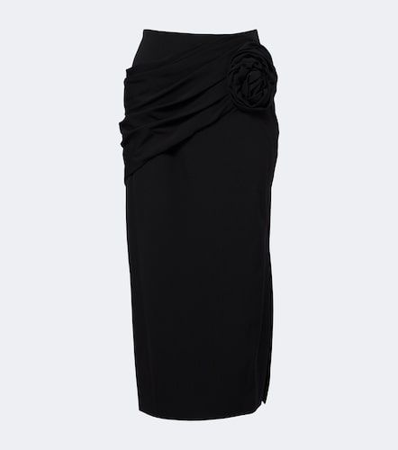 Floral applique wool-blend midi skirt - Carolina Herrera - Modalova