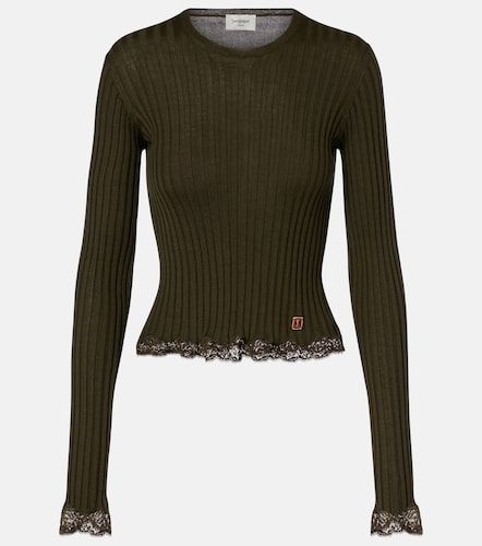 Top aus Wolle, Kaschmir und Seide mit Spitze - Saint Laurent - Modalova