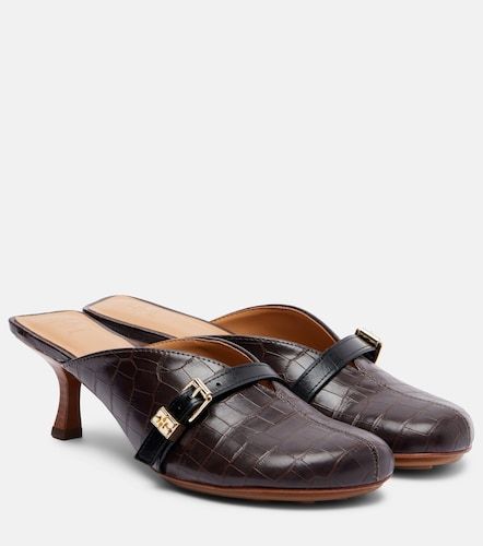 Crocodile-effect leather mules - Ganni - Modalova