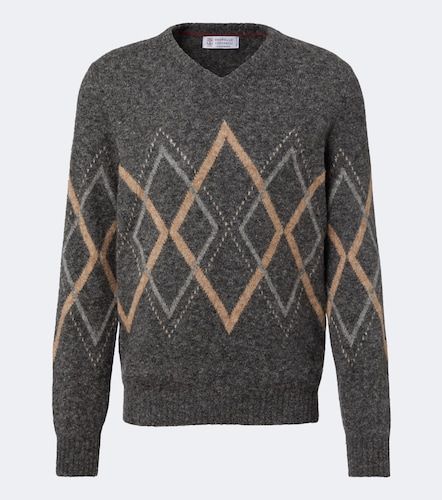 Argyle alpaca, cashmere, and wool-blend sweater - Brunello Cucinelli - Modalova